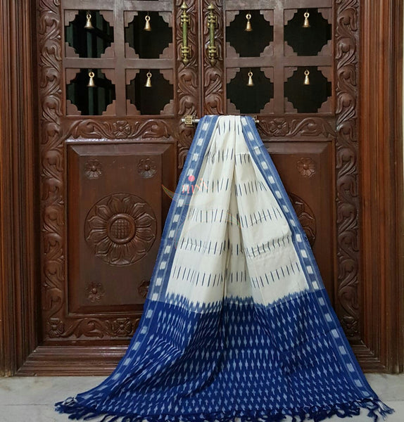 Blue and white pochampalli ikat Handloom Cotton dress material