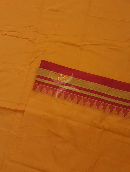 Gadwal mercerized cotton Duppata in combination of mango yellow and Red.