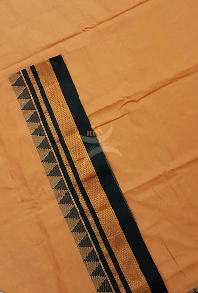 Gadwal mercerized cotton Duppata in combination of cream and black.