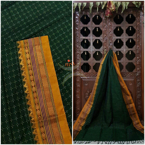 Green with Mustard Sico chukki Ilkal duppata.