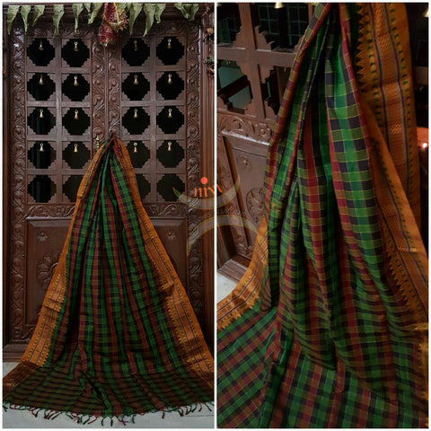 Silk Cotton Panchrangi Ilkal duppata.