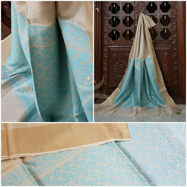Natural color Handwoven Tussar silk. silk mark certified.