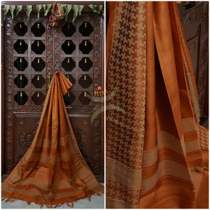 Ginger Color Handwoven Bagalpuri Tussar Silk. Silk mark certified.