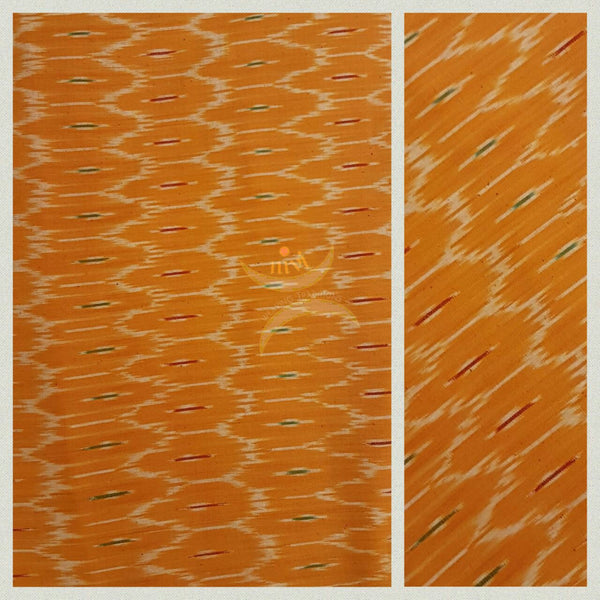 Mustard Pochampalli- single ikat Handwoven soft cotton fabric .