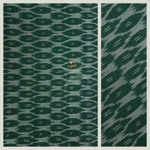 Green Pochampalli- single ikat Handwoven soft cotton fabric .