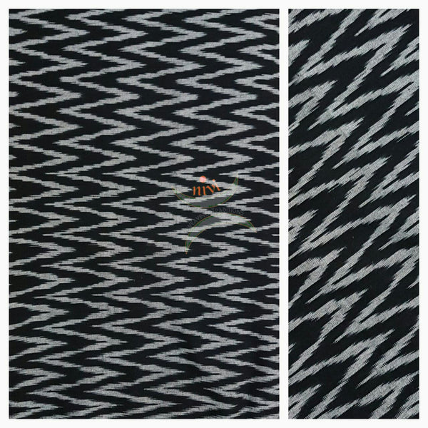 Black Pochampalli- single ikat Handwoven soft cotton fabric .