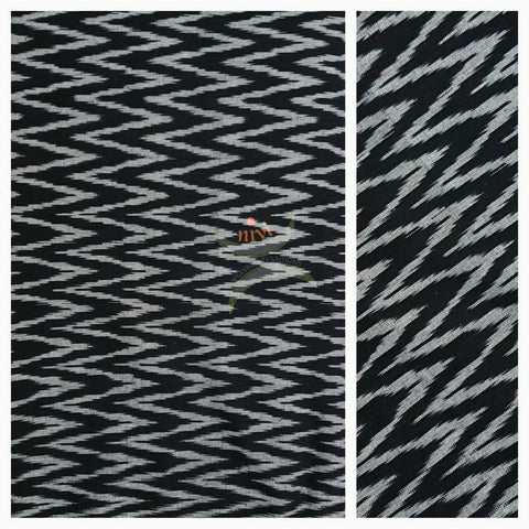 Black Pochampalli- single ikat Handwoven soft cotton fabric .