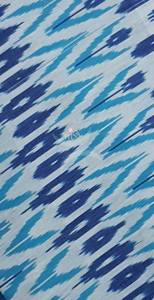 Blue Pochampalli- single ikat Handwoven soft cotton fabric .