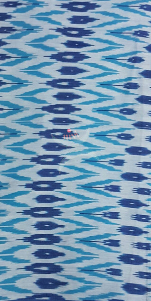 Blue Pochampalli- single ikat Handwoven soft cotton fabric .