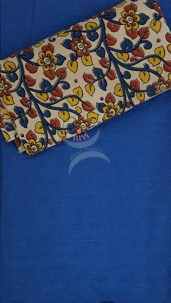 Handloom Mul cotton human and floral motif print kalamkari with mangalgiri Cotton top.