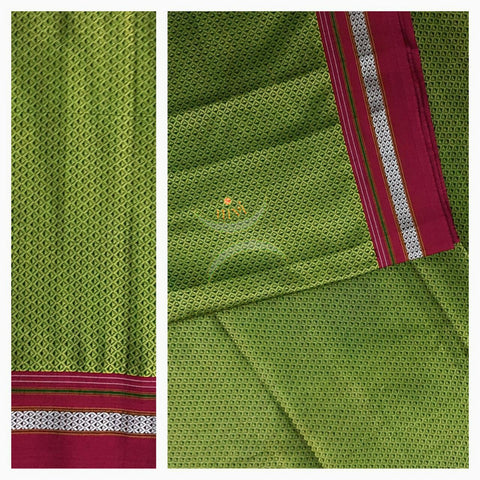 Khun/khana running material in Green and Pink combination