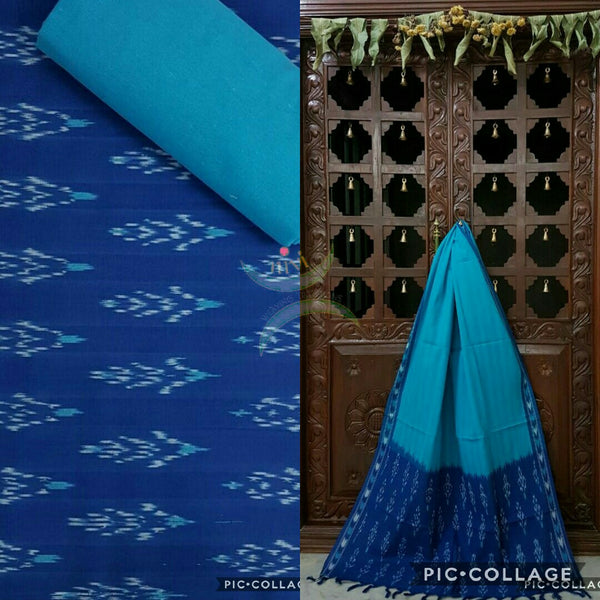 Royal blue and blue pochampalli ikat Handloom Cotton dress material
