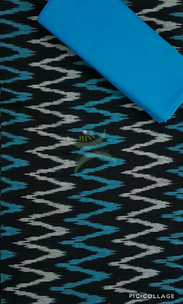 Black and Blue pochampalli ikat Handloom Cotton dress material