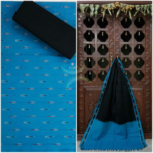 Blue and Black pochampalli ikat Handloom Cotton dress material
