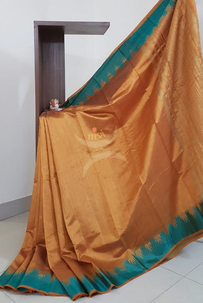 Art silk tussar with contrasting border and zari woven pallu