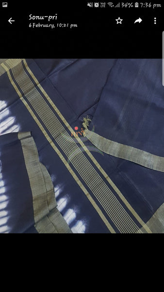 Handloom cotton shibori with contrasting blouse