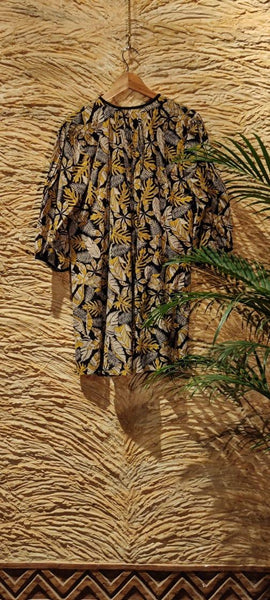 Black and yellow plume shirt dress. Size M.