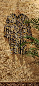 Black and yellow plume shirt dress. Size M.