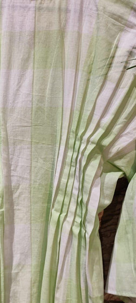 Green checks cotton dress. Long and short dress. Front length 40”, back length 43”. Size M.